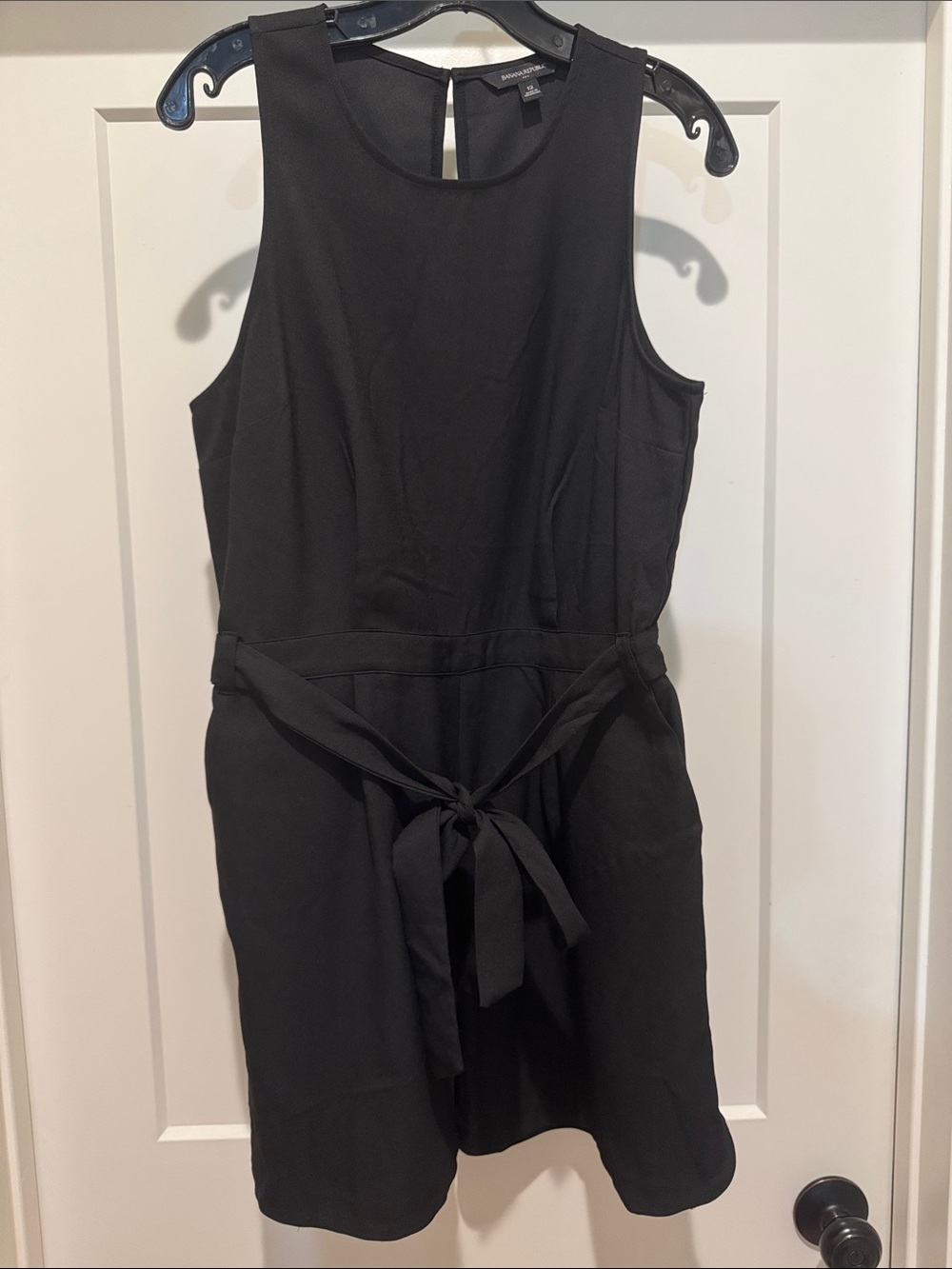 Banana Republic Sleeveless Black Tie-Waist Romper